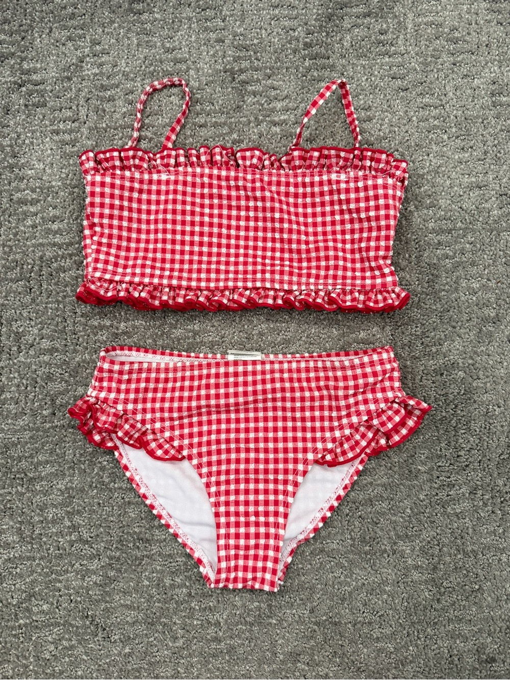 Snapper Rock Red and White Gingham Two-Piece Swim Set Sz 9-10 Preppy 50s Bikini